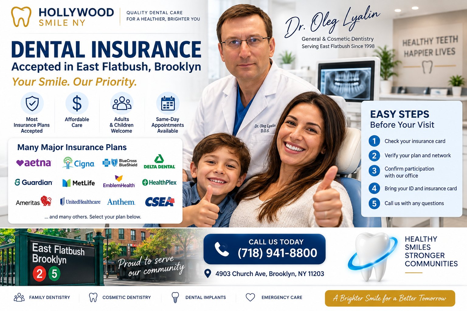 Dental Insurance Accepted in East Flatbush, Brooklyn at Hollywood Smile NY